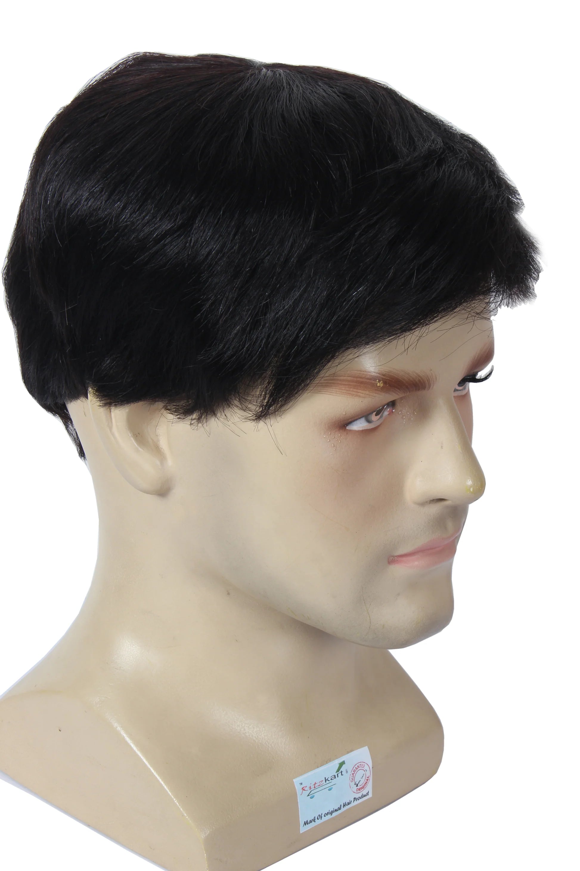 Men's Soft Human Hair With Adjustable clips Glue-less Full Head